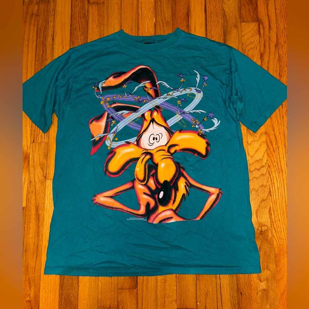 Vintage Looney Tunes Wile E Coyote Road Runner Graphic T Shirt 90s Single Stitch